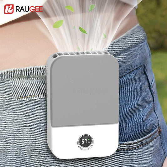 2000mAh USB Rechargeable Waist Fan 3-Speed Portable Hanging Neck Cooler