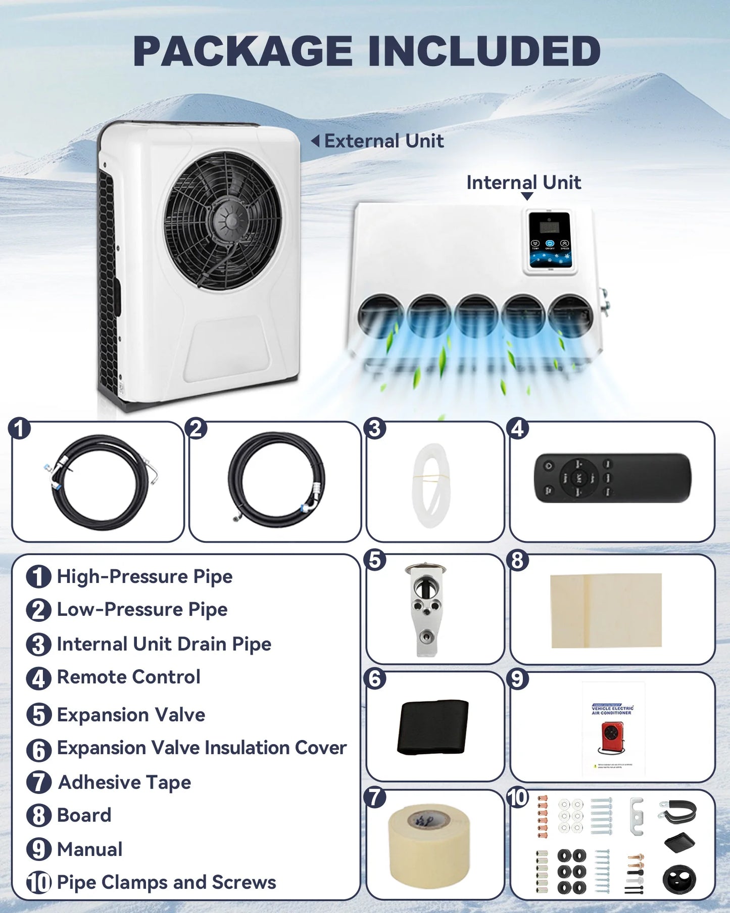 12V Split Air Conditioner For RV Truck Van Motorhome Camper