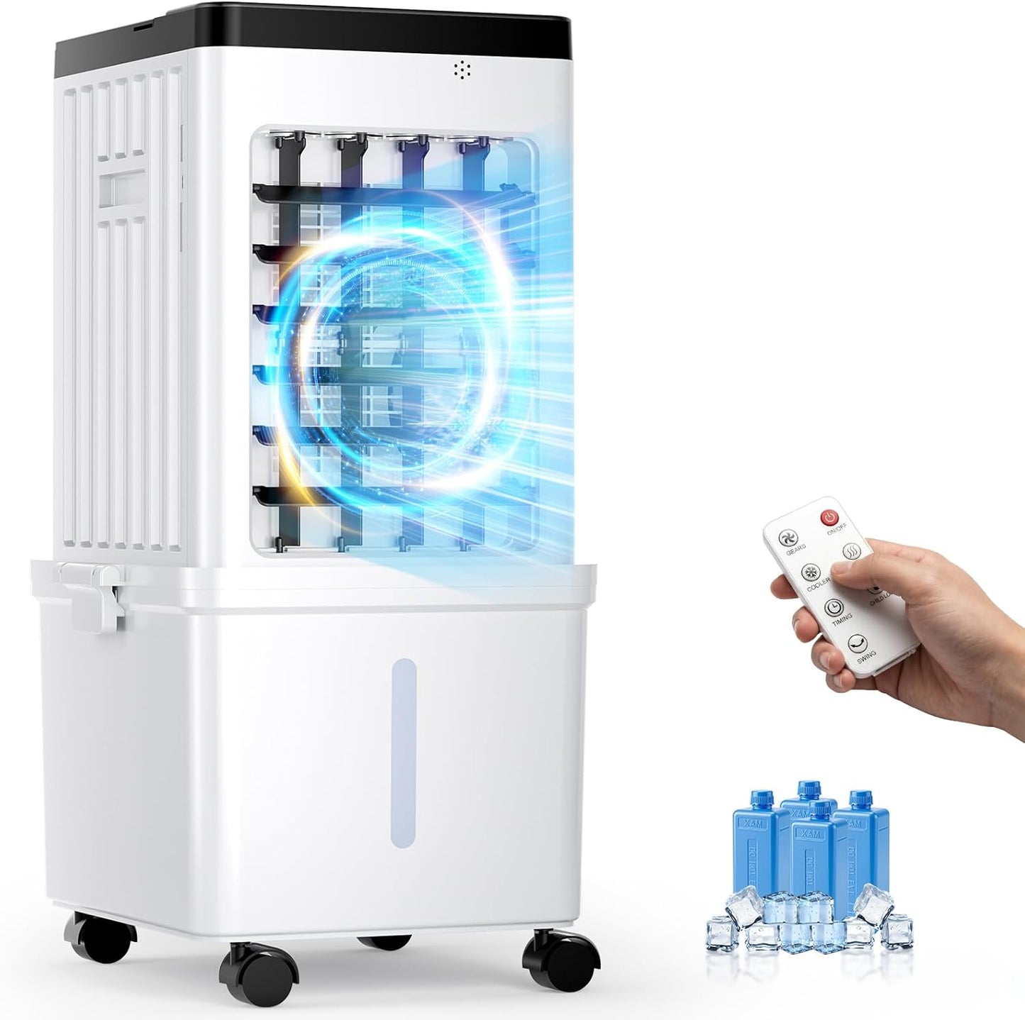 FODFINU Portable Swamp Cooler 3-Speed 3.5-Gallon Evaporative Air Conditioner