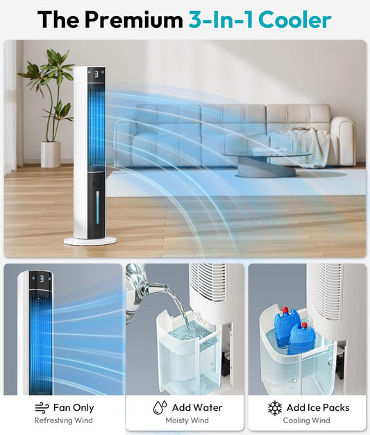Rellytech Portable Swamp Cooler 3-Speed 3L Evaporative Air Conditioner