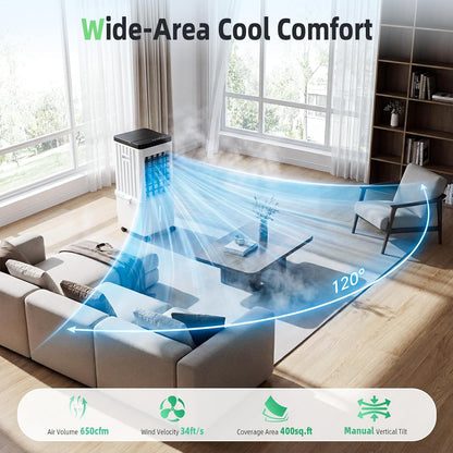 FODFINU Portable Swamp Cooler 3-Speed 3.5-Gallon Evaporative Air Conditioner