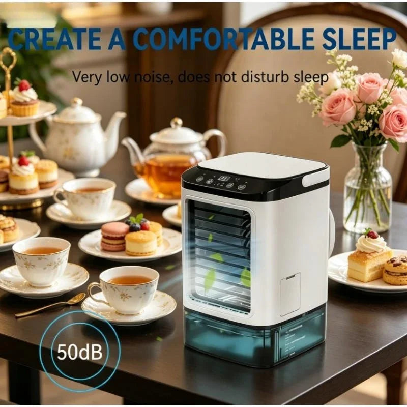 Portable Air Cooler 3-Speed Mini AC Unit 900ml Water Tank Humidifier Fan