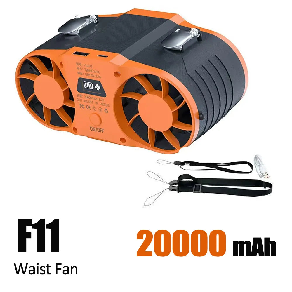 Portable Waist Fan 7 Speed 30000mAh Rechargeable Clip On Cooler