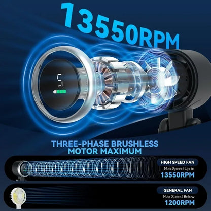 3-In-1 Fan 5-Speed 3600mAh Rechargeable USB Travel Mini Fan