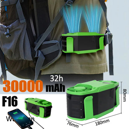 Portable Waist Fan 7 Speed 30000mAh Rechargeable Clip On Cooler