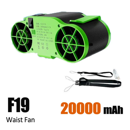 Portable Waist Fan 7 Speed 30000mAh Rechargeable Clip On Cooler