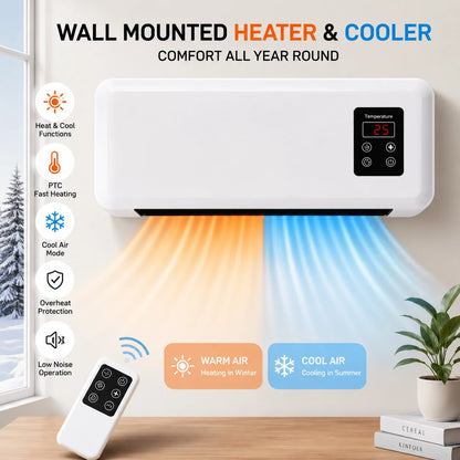 Wall Mounted Heater Cooler Energy Efficient Climate Control 16.54in