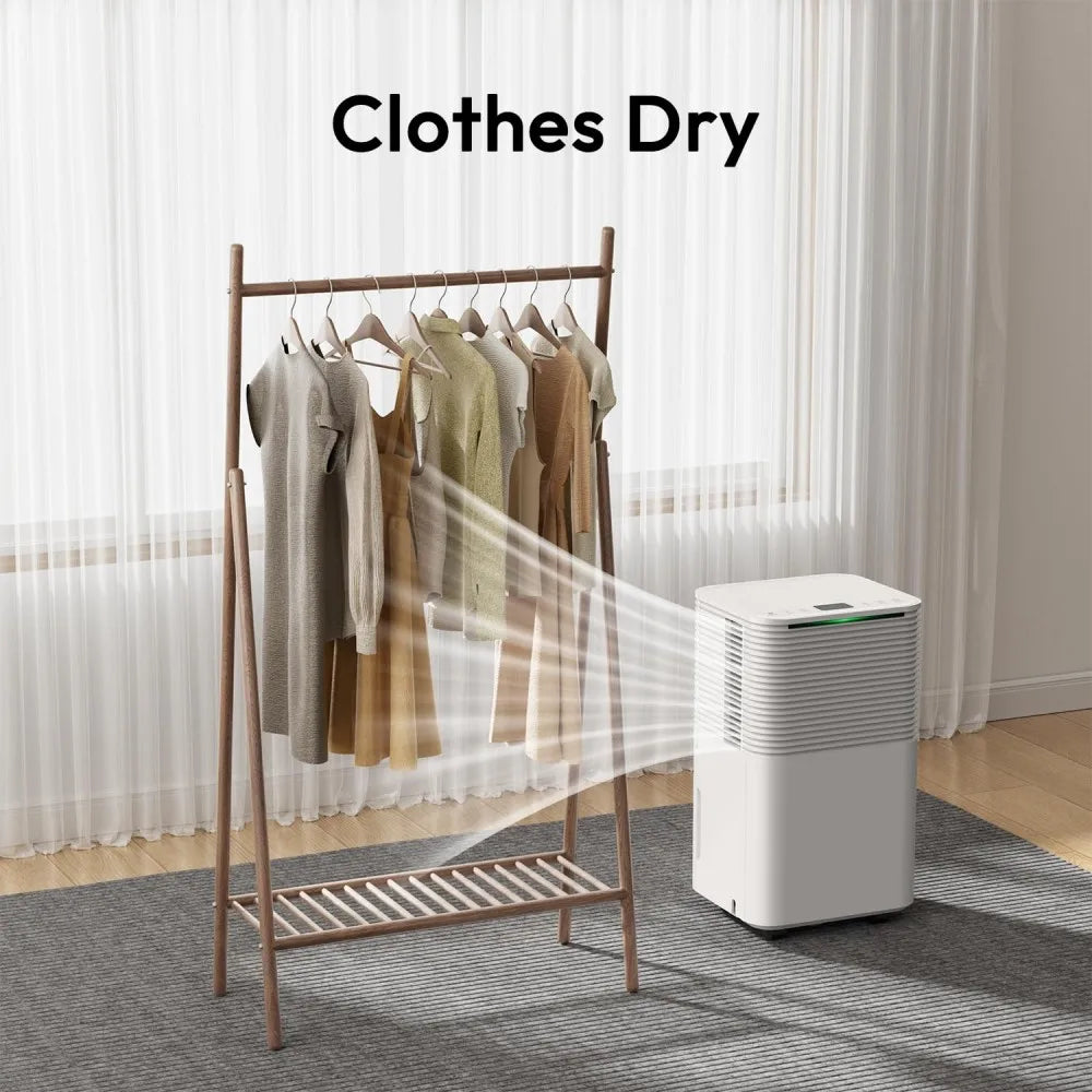 Portable Home Dehumidifier 12L 3 Modes Auto/Manual Drainage 24-Hour Timer Clothes Drying