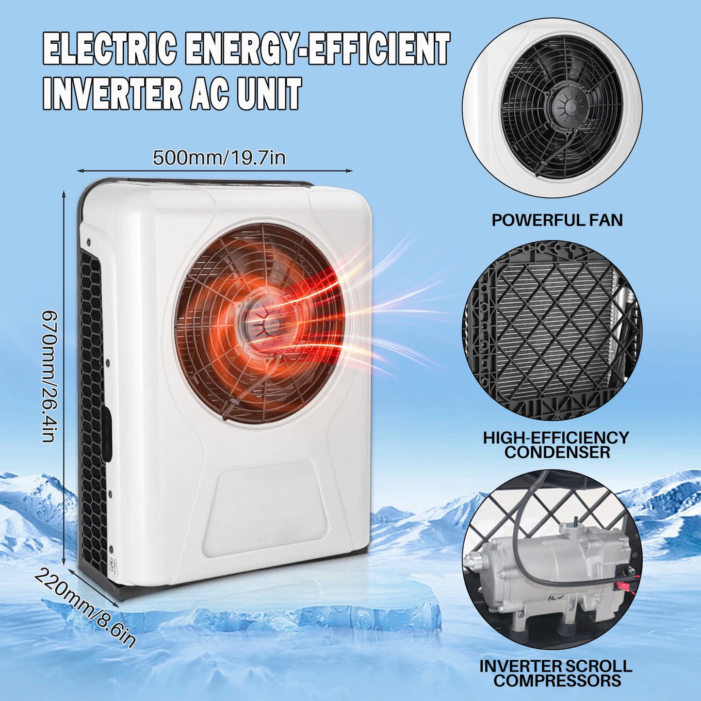 12V Split Air Conditioner For RV Truck Van Motorhome Camper