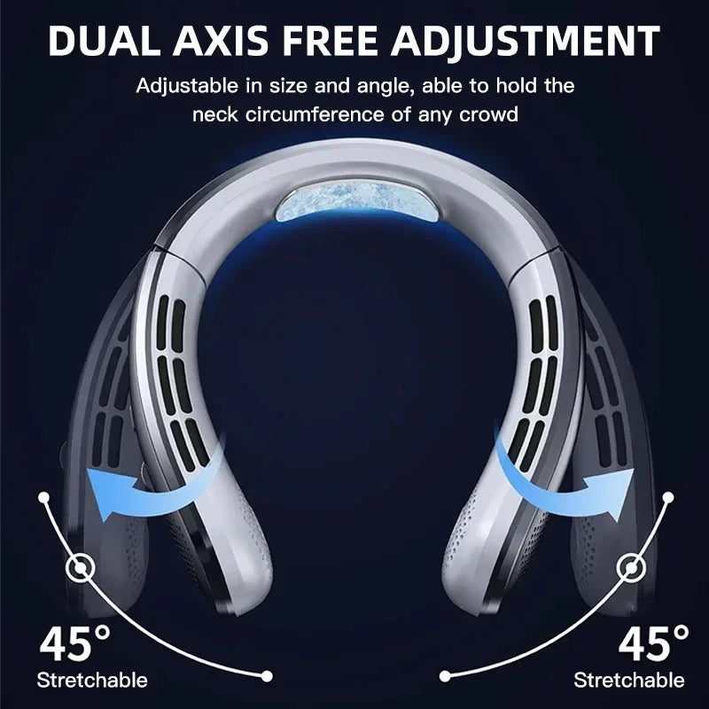 8000mAh USB Rechargeable Neck Fan Portable Bladeless LED Display