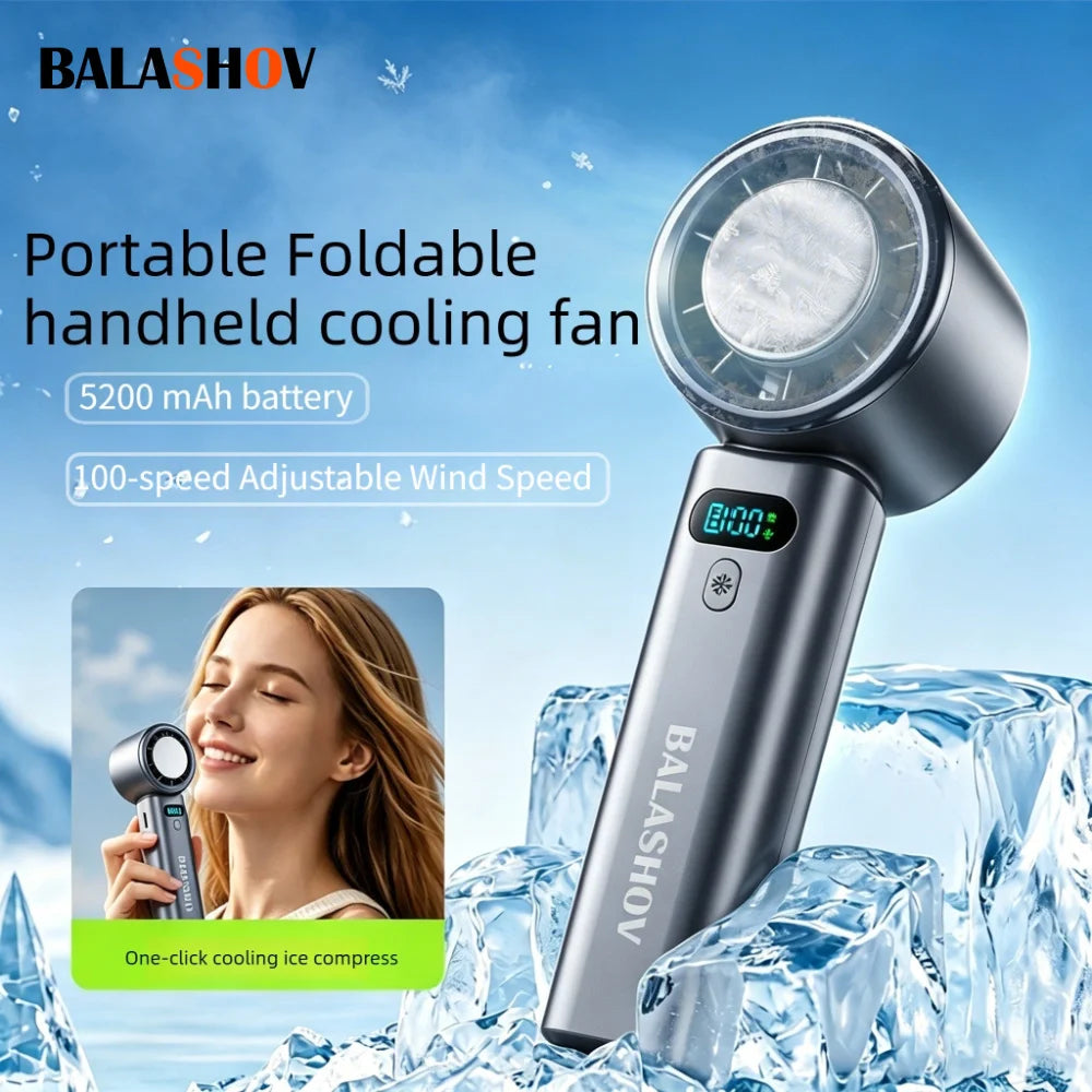 5200mAh Double Foldable Handheld Cooling Fan USB Rechargeable