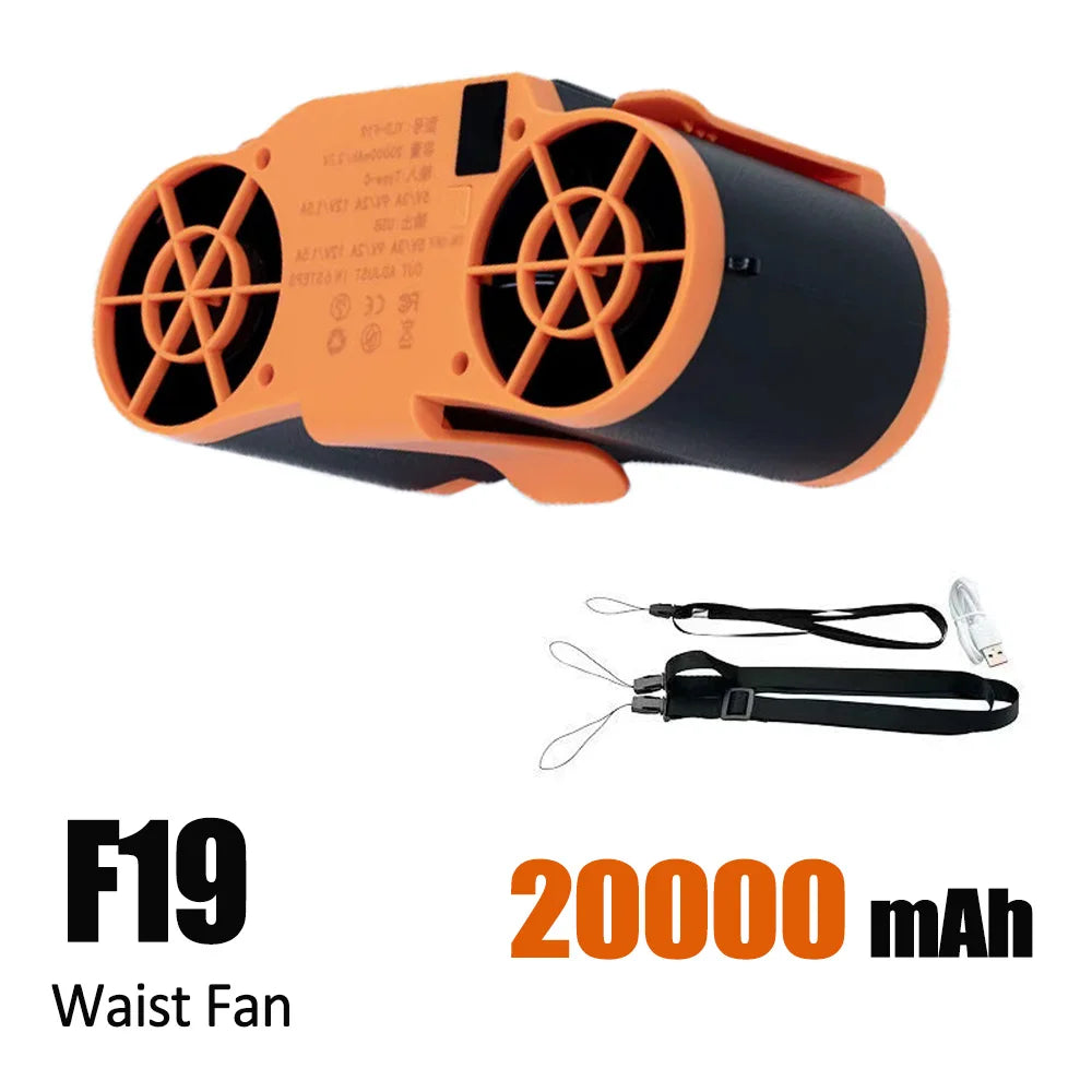 Portable Waist Fan 7 Speed 30000mAh Rechargeable Clip On Cooler