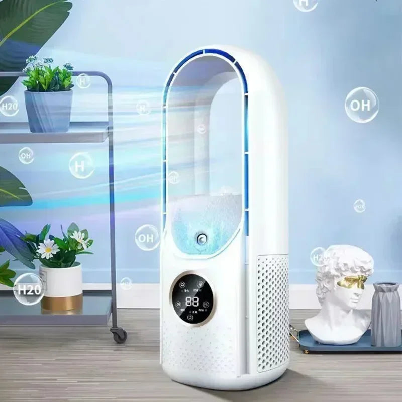 Portable Mini Air Conditioner USB Air Cooler Bladeless Electric Fan 6-Speed Silent Timed Humidifier