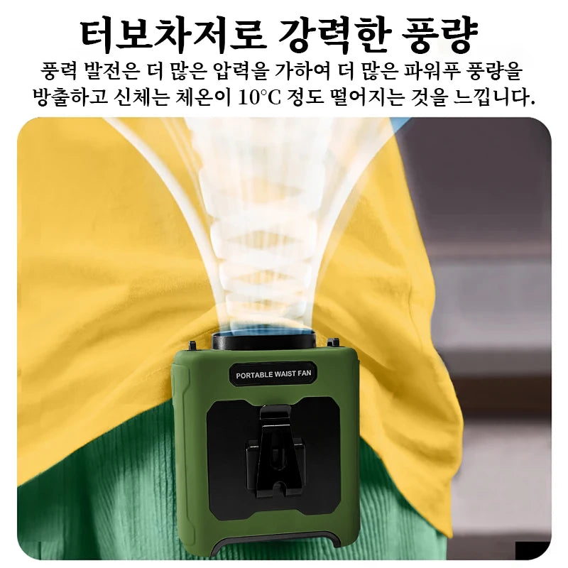 10000mAh Waist Fan 5-Speed Lightweight 40H Outdoor Hands-Free Cooling