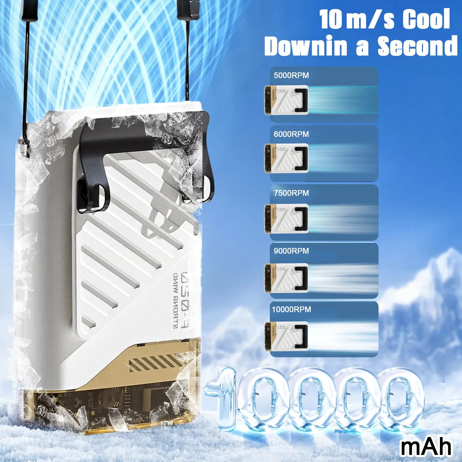 Portable Waist Fan 7 Speed 30000mAh Rechargeable Clip On Cooler