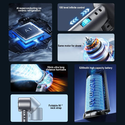 5200mAh Double Foldable Handheld Cooling Fan USB Rechargeable