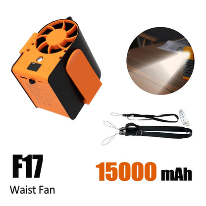 Portable Waist Fan 7 Speed 30000mAh Rechargeable Clip On Cooler