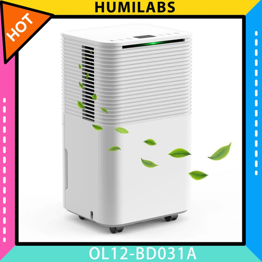 Portable Home Dehumidifier 12L 3 Modes Auto/Manual Drainage 24-Hour Timer Clothes Drying