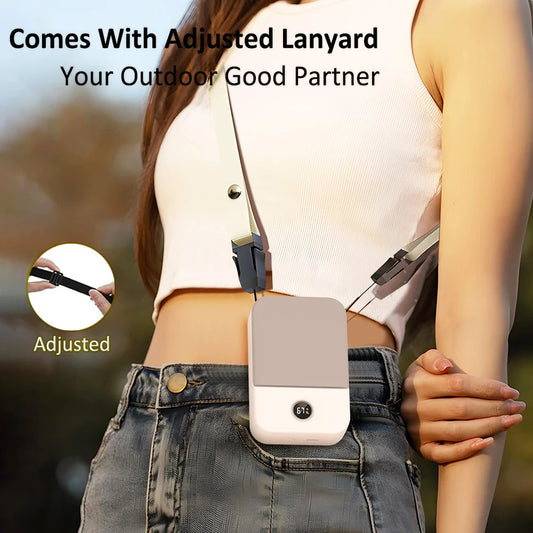 2000mAh USB Rechargeable Waist Fan 3-Speed Portable Hanging Neck Cooler