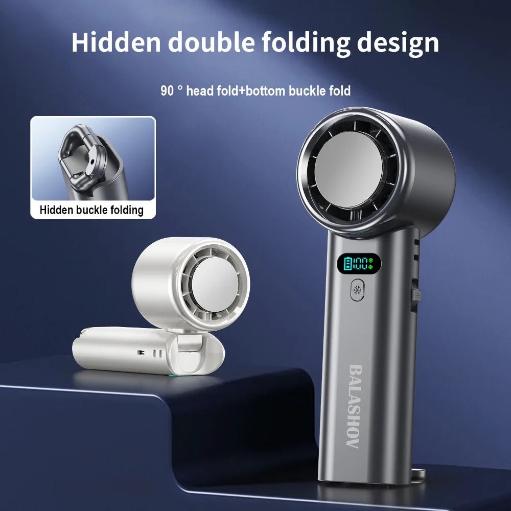 5200mAh Double Foldable Handheld Cooling Fan USB Rechargeable