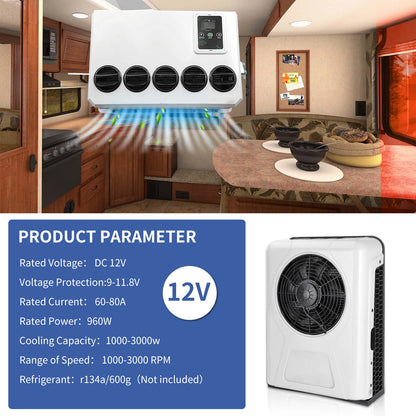 12V Split Air Conditioner For RV Truck Van Motorhome Camper