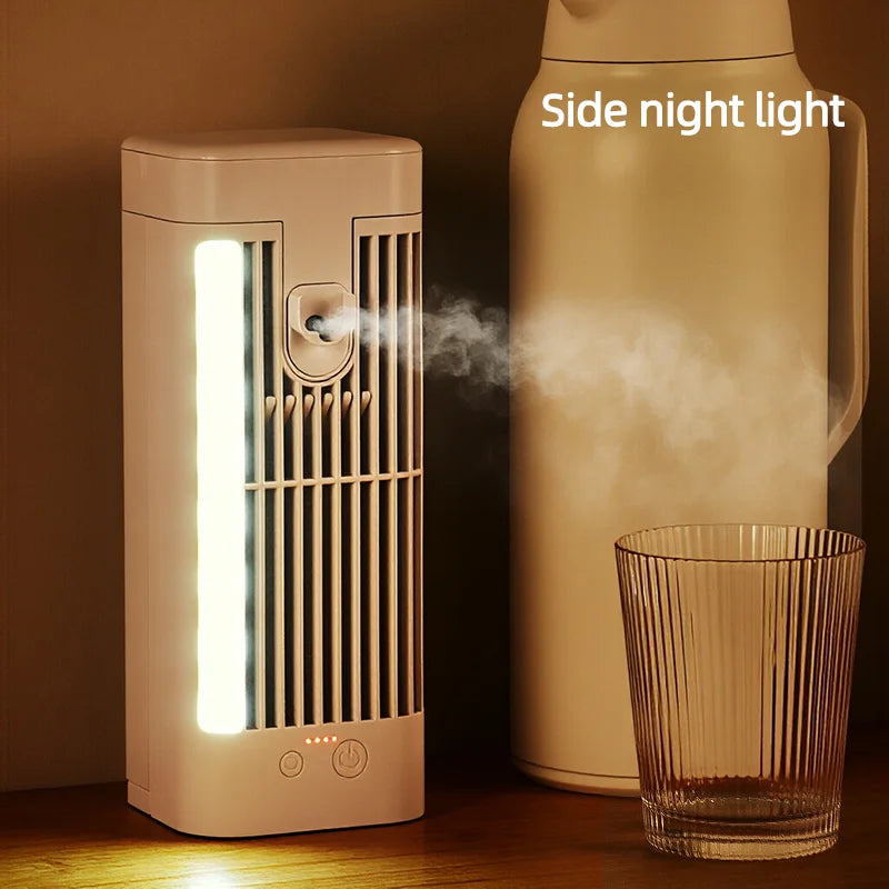 Desktop Air Cooler Fan 3-Speed Night Light USB Rechargeable 3600mAh