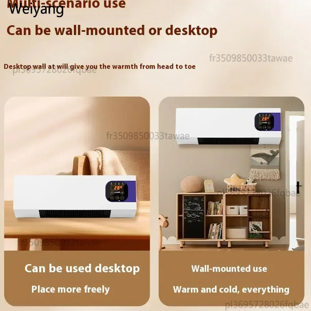 2000W Wall Mounted Air Cooler Heater Remote Control Touch Screen 16-40°C