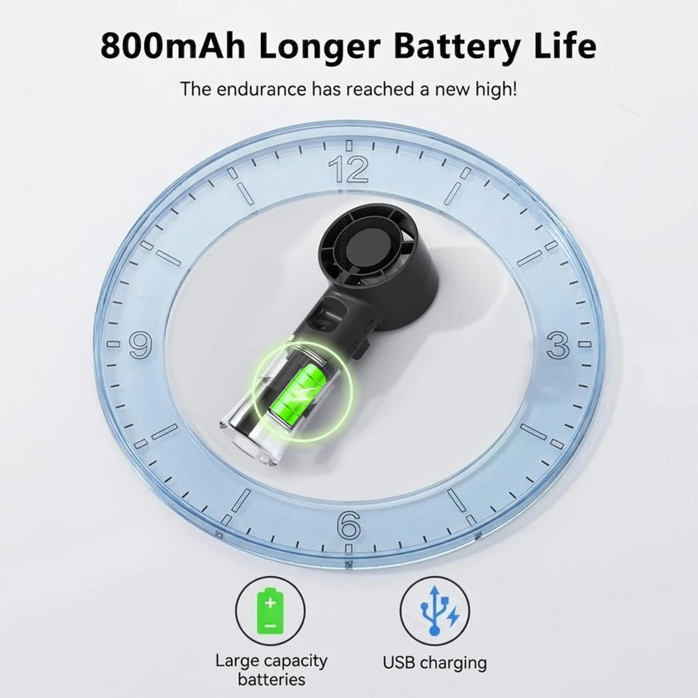 Portable Mini Handheld Water Mist Fan 4-Speed Rechargeable USB-C 800mAh