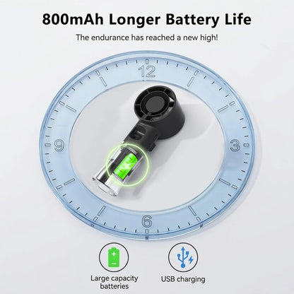 Portable Mini Handheld Water Mist Fan 4-Speed Rechargeable USB-C 800mAh
