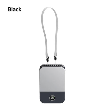 2000mAh USB Rechargeable Waist Fan 3-Speed Portable Hanging Neck Cooler