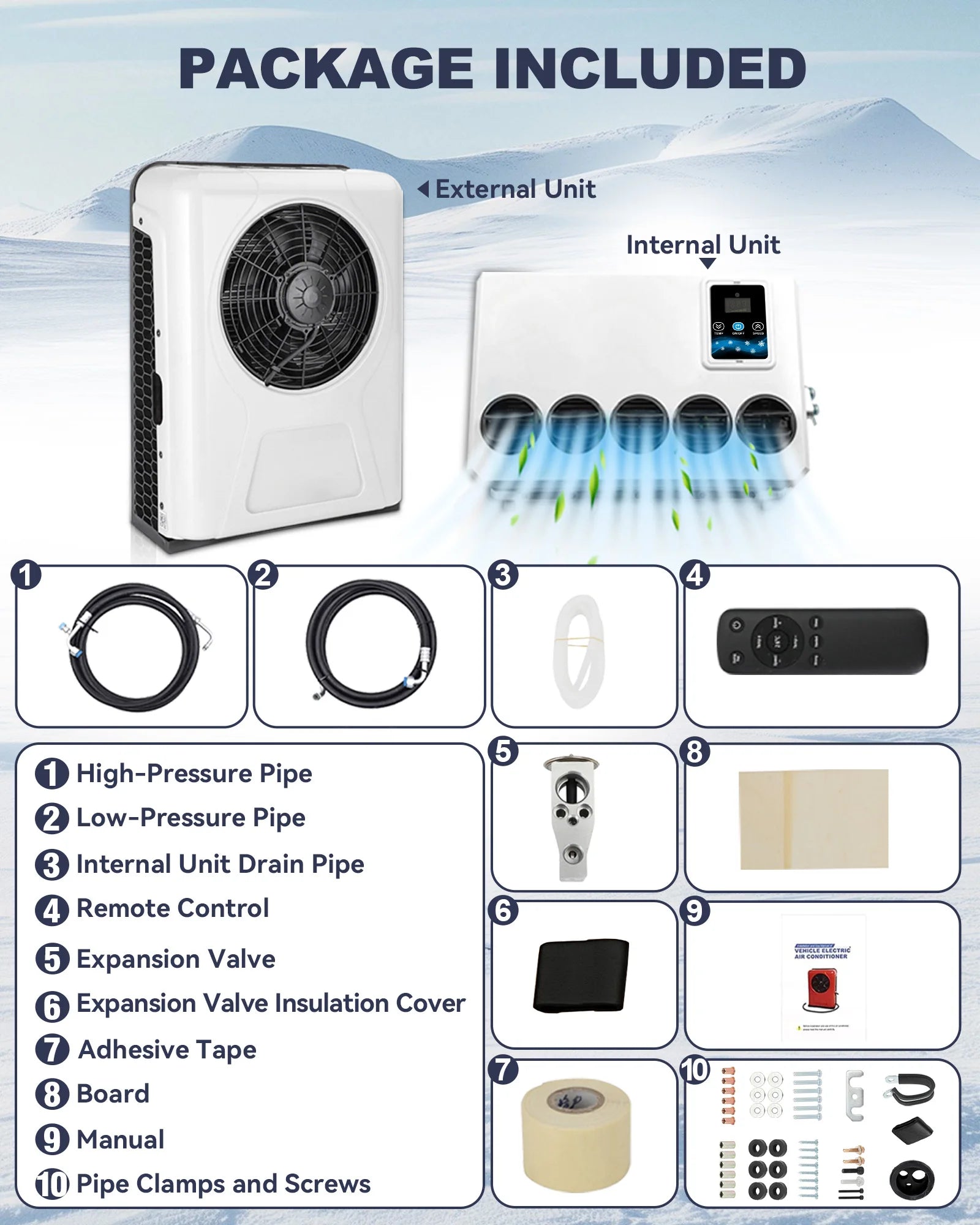 12V Split Air Conditioner For RV Truck Van Motorhome Camper