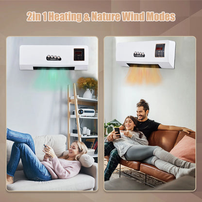 Wall Mounted Heater Fan Combo 1800W 2-in-1 6-Hour Timer Remote