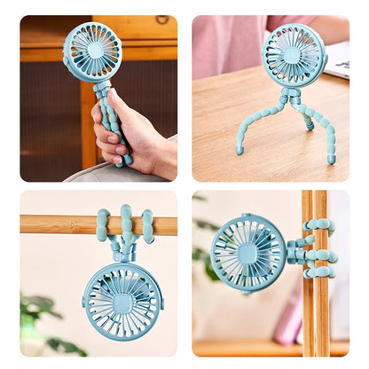 Clip On Stroller Fan Portable USB Rechargeable 3 Speeds