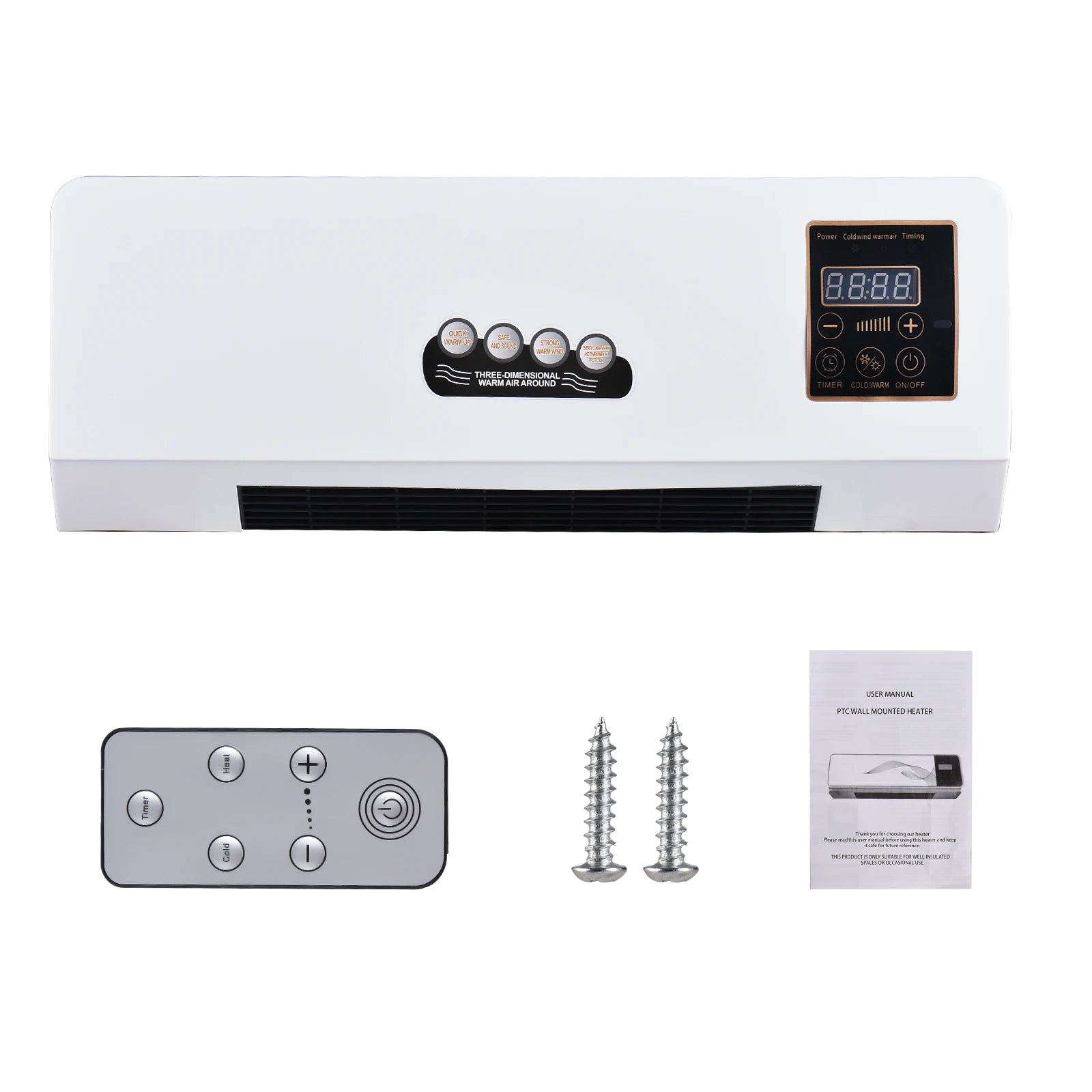 Wall Mounted Heater Fan Combo 1800W 2-in-1 6-Hour Timer Remote