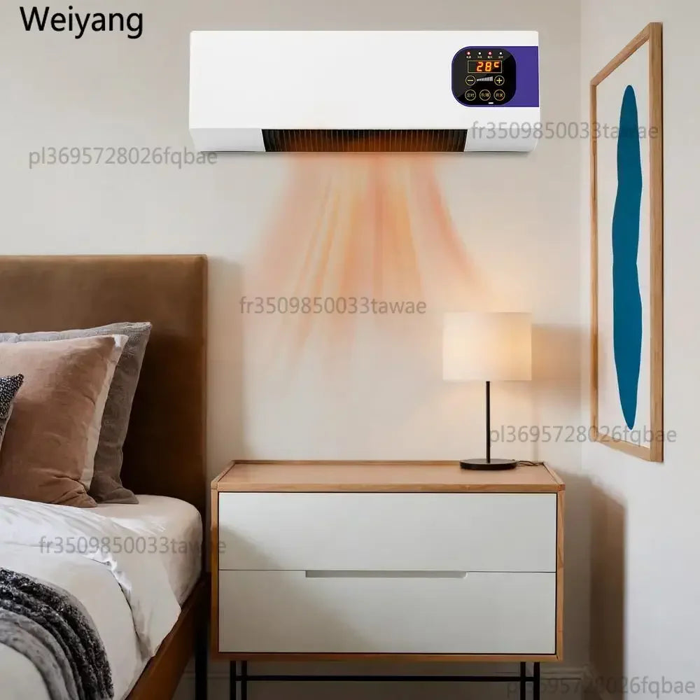 2000W Wall Mounted Air Cooler Heater Remote Control Touch Screen 16-40°C