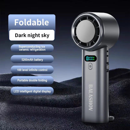 5200mAh Double Foldable Handheld Cooling Fan USB Rechargeable
