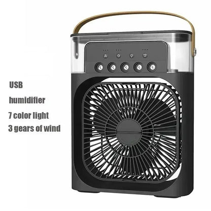 3 In 1 Portable Air Cooler Fan USB Humidifier LED Night Light Desk Fan